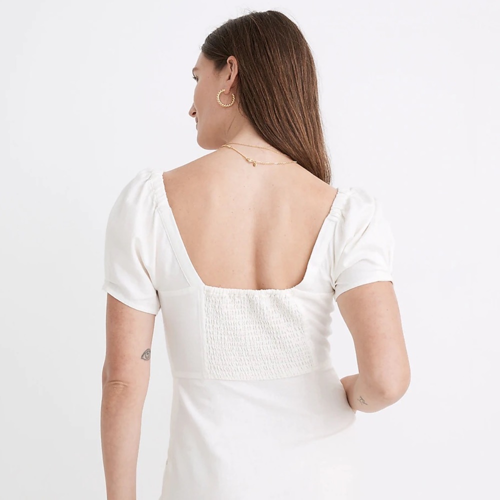 Madewell Linen-Cotton Puff-Sleeve Mini Dress Size 2 / Size small